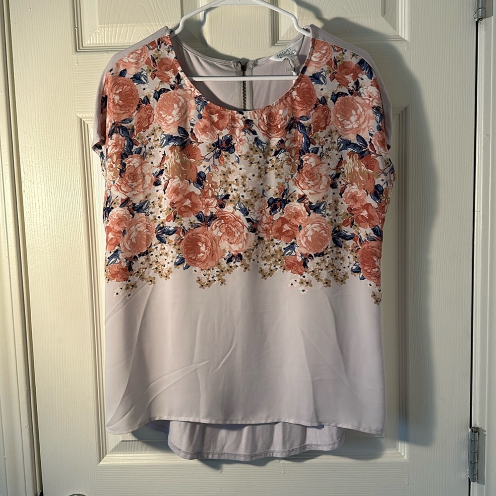 Pale pink floral blouse
